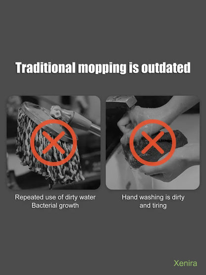 Spin Mop and Bucket System with Dual Compartment Mop Bucket & Thick Washable Microfiber Pads for Home Cleaning Household Items